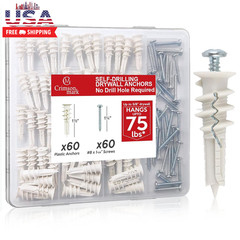120Pcs #8 Self Drilling Drywall Anchors and Screws Kit #8 X 1-1/4”- Superb Wall
