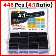 446 Pcs Heat Shrink Tubing Kit-4:1 Ratio Adhesive Lined Marine Grade Shrink NEW*