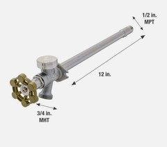 *5 PACK* Everbilt 1/2 in. x 3/4 in. x 12″ MPT/SWT x MHT Brass Anti-Siphon Valve