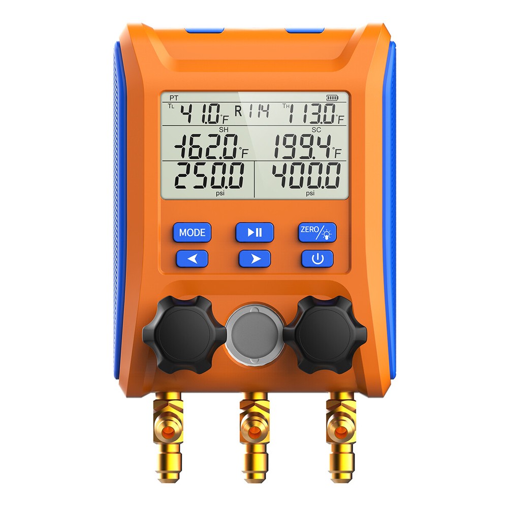 Elitech LMG-10 Digital Manifold Gauge Refrigeration Pressure Vacuum Temp Gauge
