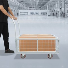4-in-1 Heavy Duty Platform Truck Cart w/ Cage, Multi-Purpose Push Cart, 13.9in