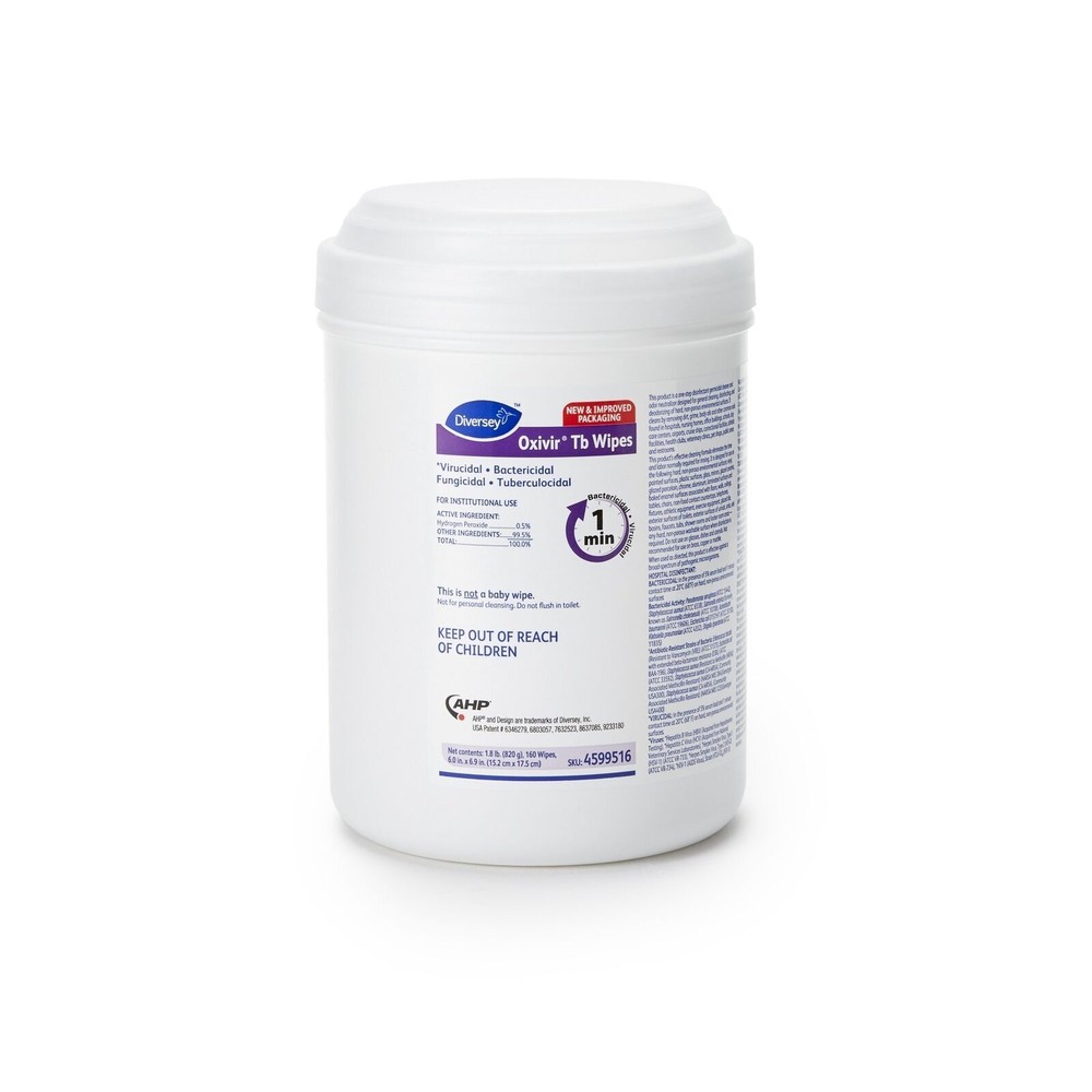 Diversey Oxivir TB Unscented Surface Disinfectant Wipes 160 Wipes per Canister