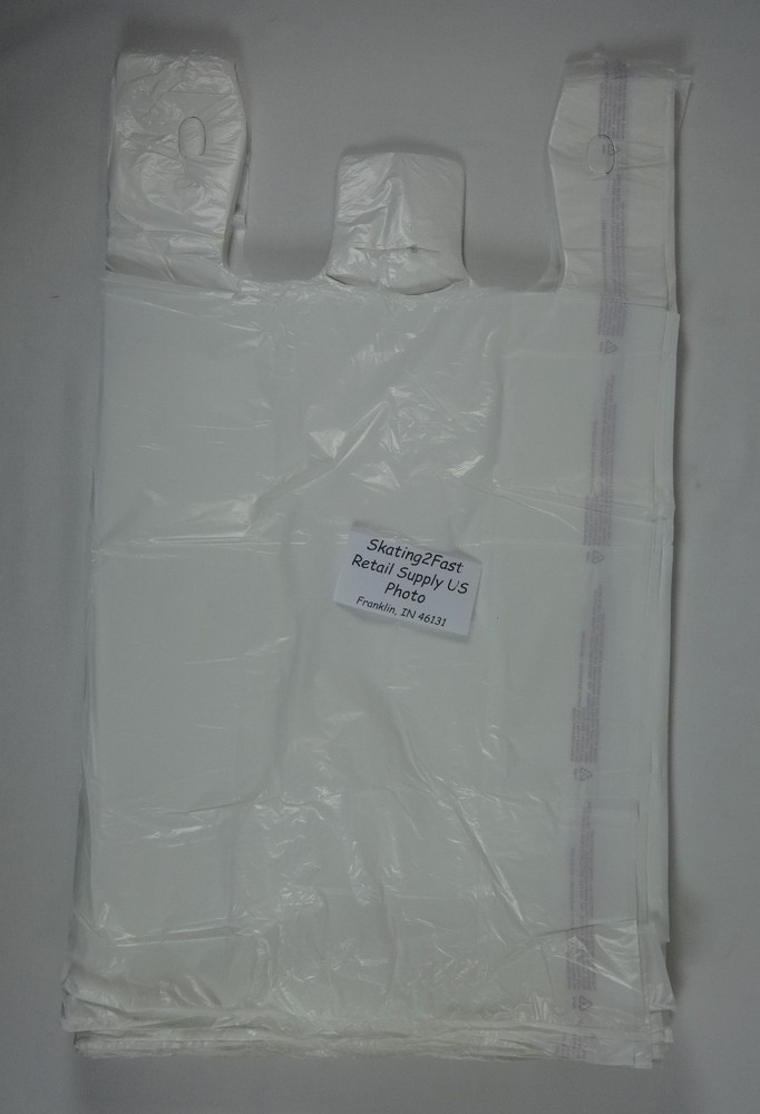 T-Shirt Bag Plastic w/ Handles 8″ x 5″ x 16″ Variety of Colors & Qty Retail