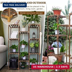 Uneedem Plant Stand Indoor Outdoor, Tall Plant Shelf for Multiple Plants, 10 tie