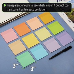 Water-Resistant Self-Adhesive Transparent Notes | 600 Sheets, 3″ x 3″ Size