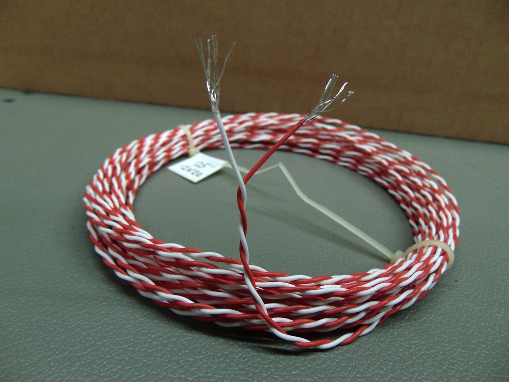 25 ft 22 AWG Silver Plated PTFE (Teflon) Wire Twisted Pair SPC White Red
