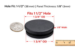 Solid Rubber Grommet without Hole 1 1/2″ Panel Hole Plug Fits 1/8″ Materials