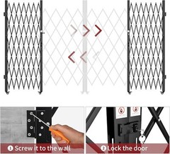 Double Folding Security Gate 85″ H x 150″ W with Keys Aluminium Mesh