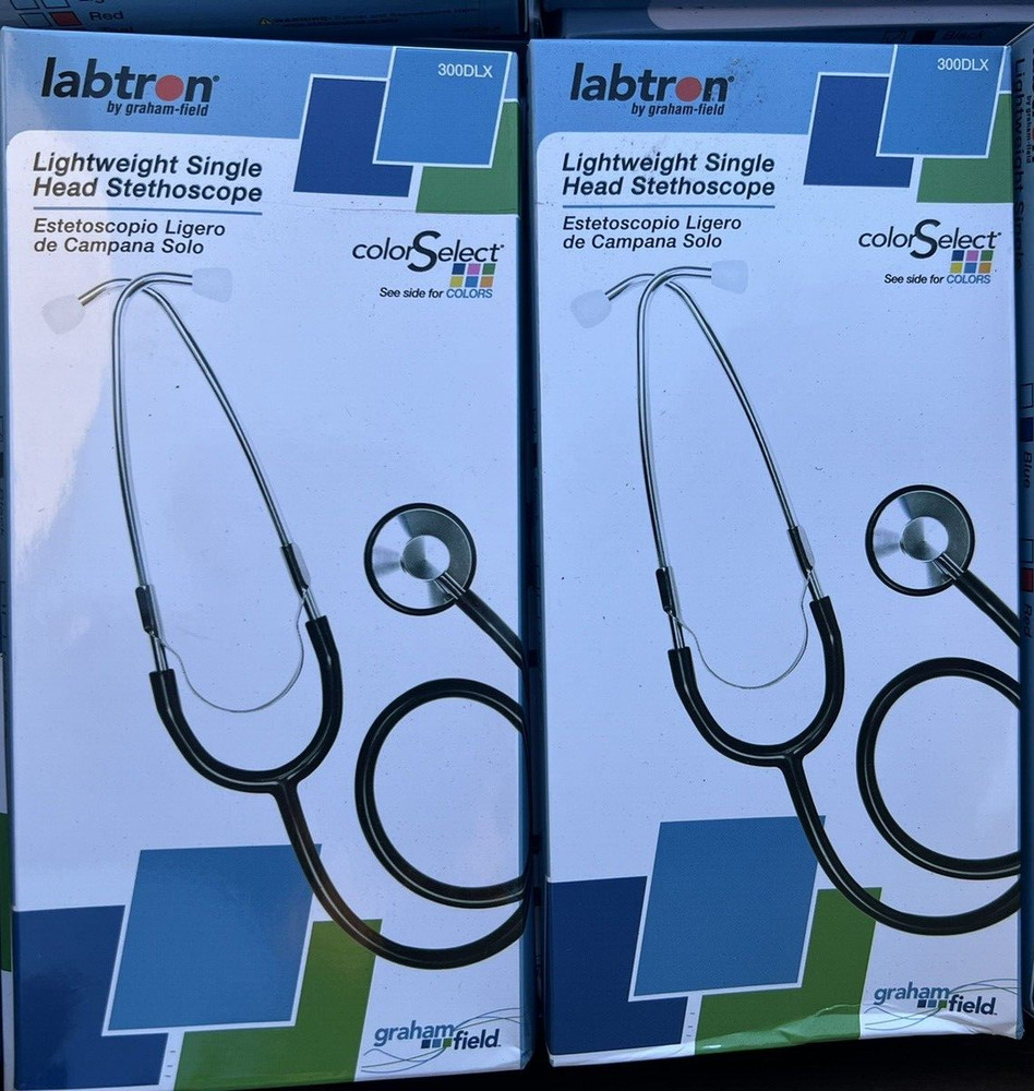 Labtron Lightweight Single Head Stethoscope Blood Pressure Medical Black Lot