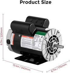 5HP SPL Air Compressor Motor 230V 3450RPM 56 Frame Motor CW/CCW Rotation