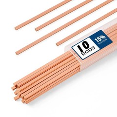 15% Silver Brazing Rods BCuP-5 10 Pcs for HVAC & Industrial Applications