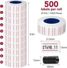 Price Gun Labels Stickers refill ink rolls for label guns 15000 pcs