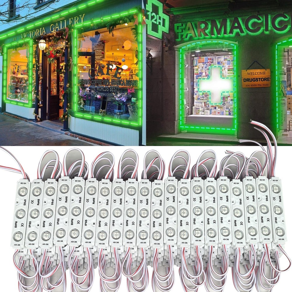 100 PCS Green LED Module Windows Lights 5050SMD 150LM Waterproof IP65 Tape