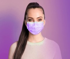 Disposable Face Covering (In Purple) Disposable Masks. 50 Per Box per Order.