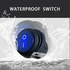 4Pcs round Rocker Switch 12V Waterproof Toggle Switch SPST 3 Pin On/Off Blue LED
