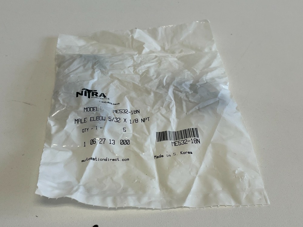 U2: Pack of 5 Nitra ME532-18N Male Elbow 5/32 X 1/8 NPT
