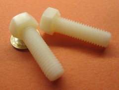 Tap Bolt, FT, Nylon, Metric, Natural M12x 1.75 x 40 mm Length, 10 pc