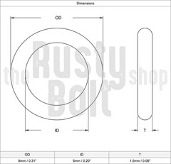 O-rings Nitrile Rubber – 8mm OD, 5mm ID, 1.5mm Thickness – Black, Seal, Gasket