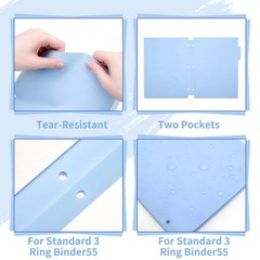 Plastic Folders with Pockets, 3 Hole Punched 6 Pack, Soft Pastel With Tabs