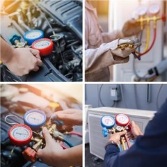 AC Manifold Gauge Set A/C Refrigeration 3 Way Hose Fit For R502 R134a R12 R22