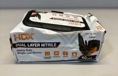 HDX Pop-N-Go Black Disposable Heavy Duty Nitrile Gloves, Size Large (40-Count)