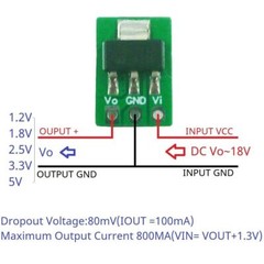 Mini 1A 3.6V 4.2V-18V to 1.2V 1.8V 2.5V 3.3V 5V LDO Regulators for Battery