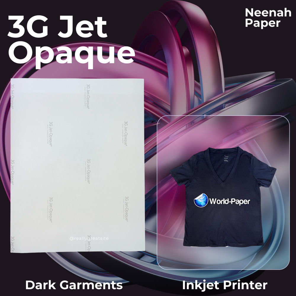 3G Jet Opaque Neenah Inkjet Heat Transfer Paper 8.5×11 1000 sheets World Paper