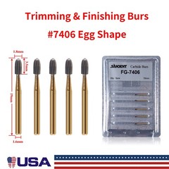 5 packs Dental Tungsten Carbide Burs Trimming & Finishing Egg Football FG 7406