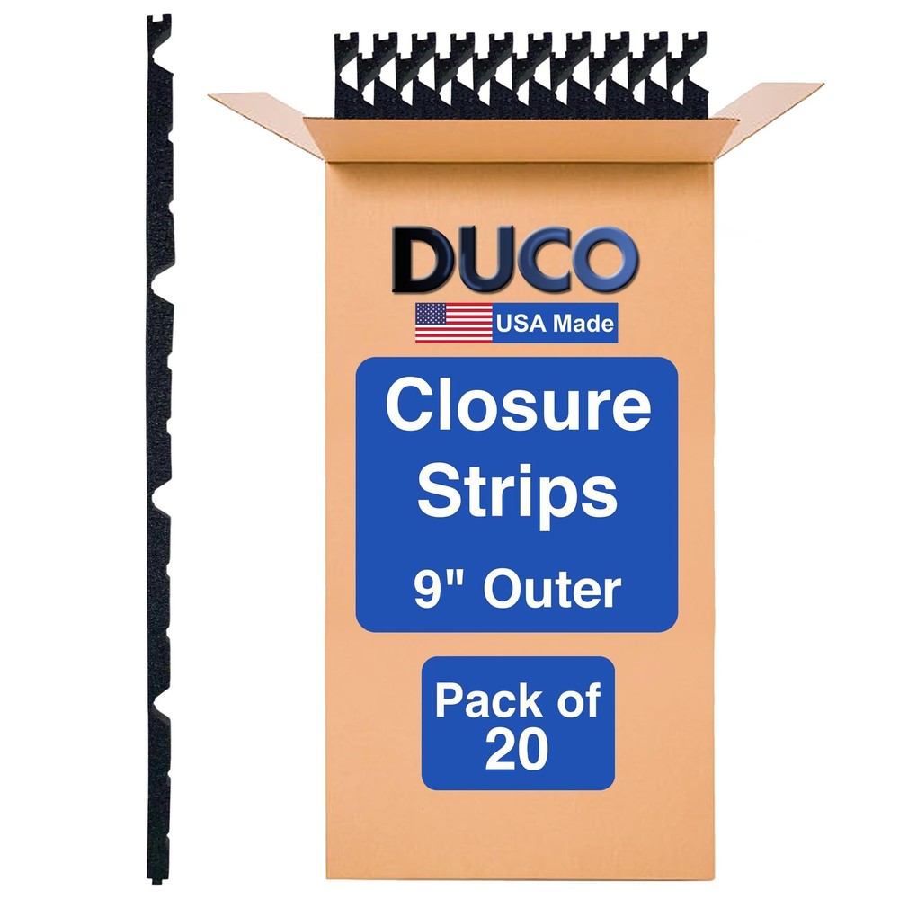 Duco USA-Made Classic Rib Foam Closure Strips 3ft Long, 9″ Outer, Black