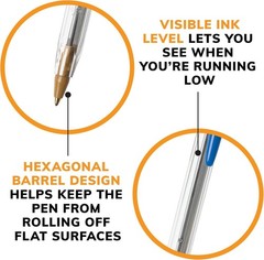 BIC Cristal Xtra Smooth Ballpoint Pen, Medium Point (1.0mm), Blue, 10-Count