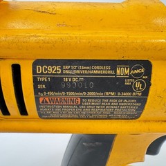 DEWALT DC925 XRP 1/2” Cordless Hammerdrill – Black/Yellow Tool Only WORKS
