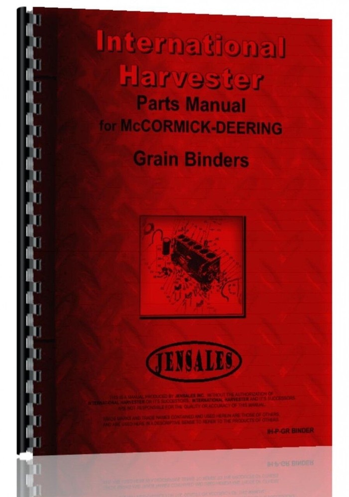 Parts Manual International Harvester C Harvester E Grain Binder