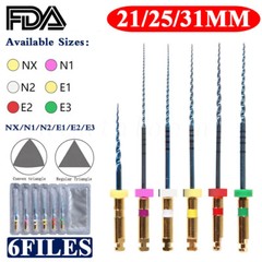 6pcs/pack Dental Endo Root Canal Super Taper Rotary Niti Files 21/25mm/31mm