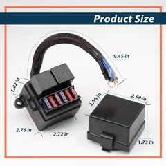 Pre-Wired Fuse Relay Box with 2 Relay Slots and 6 ATC/ATO Fuse Holder, 2 4Pin 80