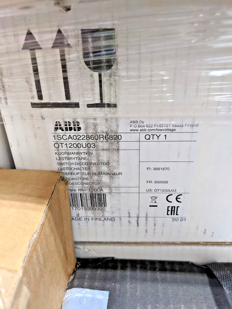 ABB Disconnect 600V 1200A OT1200U03