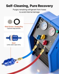 VEVOR Portable Refrigerant Recovery Machine 3/4 HP Single Cylinder Vapor Liquid