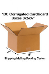 “100 Corrugated Cardboard Boxes 8×6×4″ – Shipping Mailing Packing Carton”