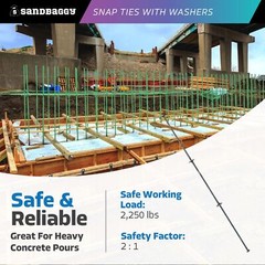 Sandbaggy 8″ x 8 ¼” Standard Snap Ties With 1″ Steel Washers (Long End)