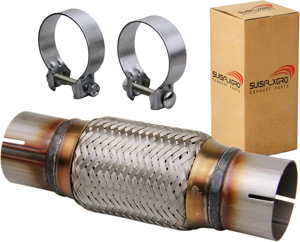 SUISFLXGRO Stainless Steel Exhaust Flex Pipe – 2.5X6X10 Clamps