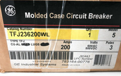 New General Electric TFJ236200WL Circuit Breaker 200A 600VAC 500VDC 3P Model 5