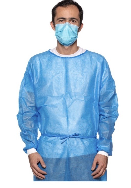 Elastic Cuff Isolation Gowns Disposable Level2 SMS Blue Medical 10 Pack
