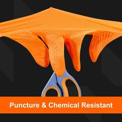 GLOVEWORKS 8 Mil Orange Nitrile Gloves, Large, 2 Boxes of 100