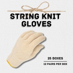 Cotton String Knit Hand Protection Work Gloves for Men’s 25 Dozen – 300 Pairs