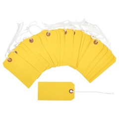 100 Yellow Tags 4 3/4″ x 2 3/8″ Size 5 Inventory Shipping Hang Tag with String