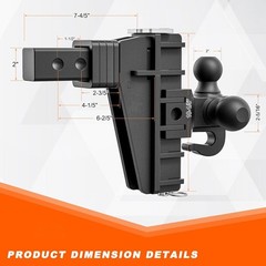 2″ Receiver 6″ Drop Hitch Adjustable Trailer Hitch 2-Ball /3-Ball 20000 LBS