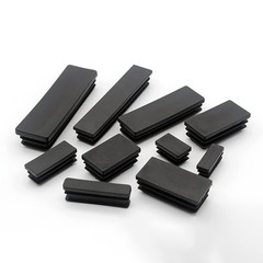 Rectangular Plastic End Caps Ribbed Plugs Blanking Inserts Tube Pipe Bungs Black