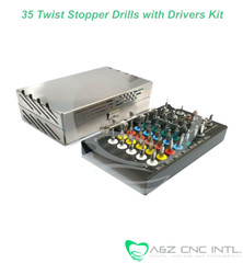 Dental Implant 35 Integral Stopper Drills with 6 Drivers and Keys. Complete Kit