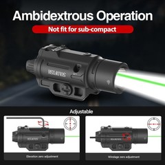 1500lm Slidable Pistol Light and Green Beam Combo with Strobe/Momentary, Rechar
