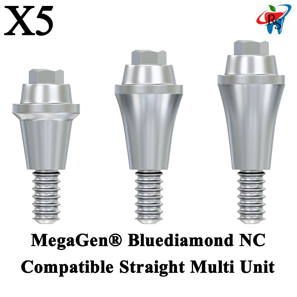 5x Dental MegaGen® Bluediamond NC Compatible Straight Multi Unit Abutments