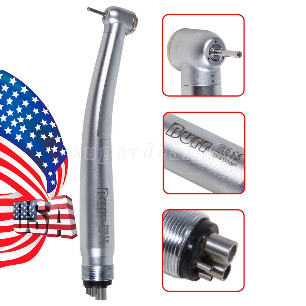 1/10* USA Dental LED Optic / No-LED High Speed Handpiece Turbine 4 Hole Burr st